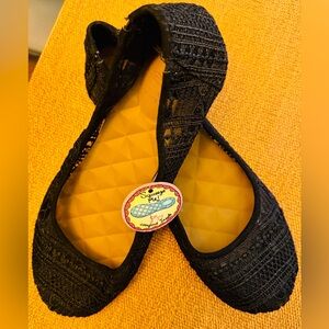 Elegant Jet Black Crochet Flats